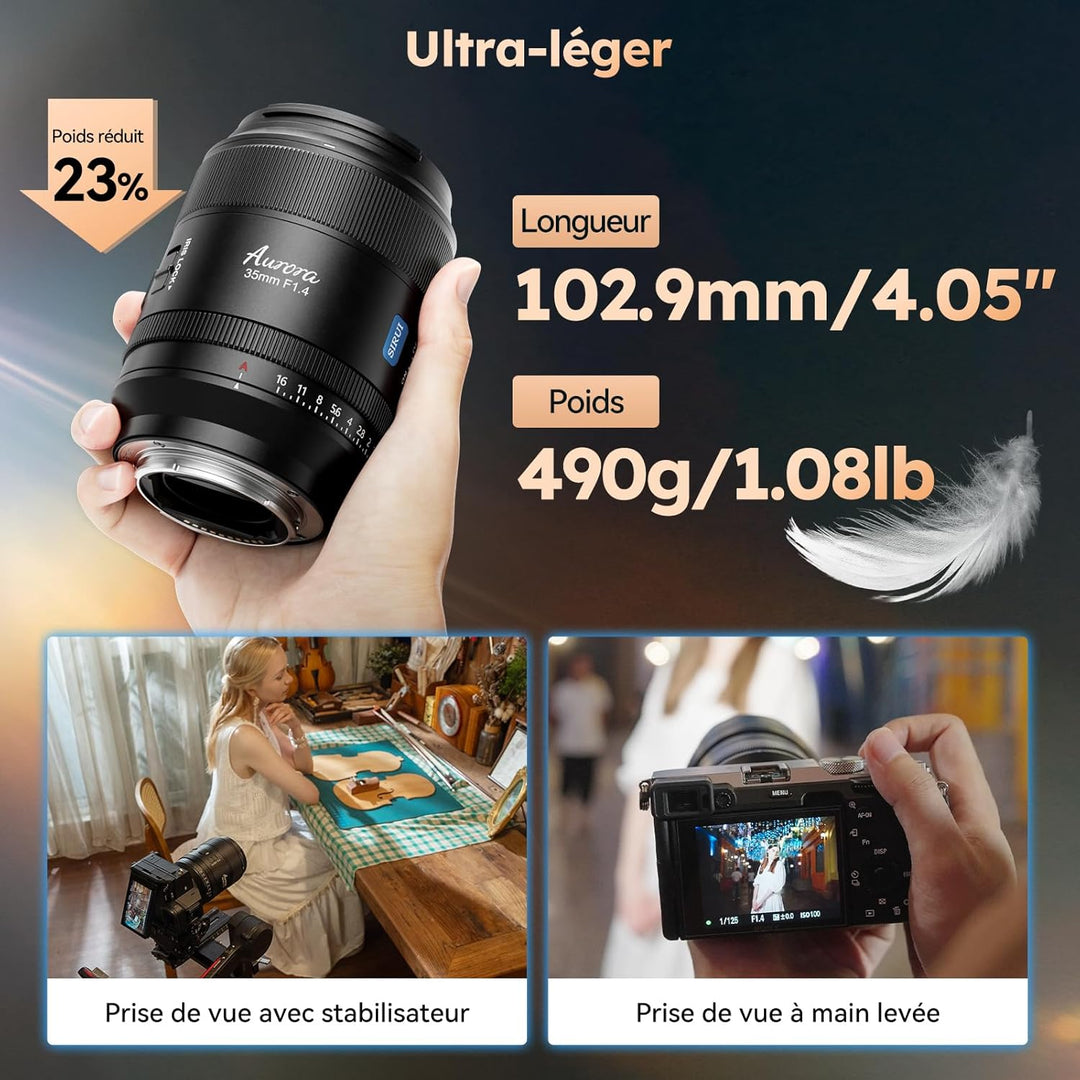 SIRUI Aurora 35mm F1.4 Full Frame Auto Focus Lens, Wide Angle Prime Lens for E Mount Cameras FX3, FX
