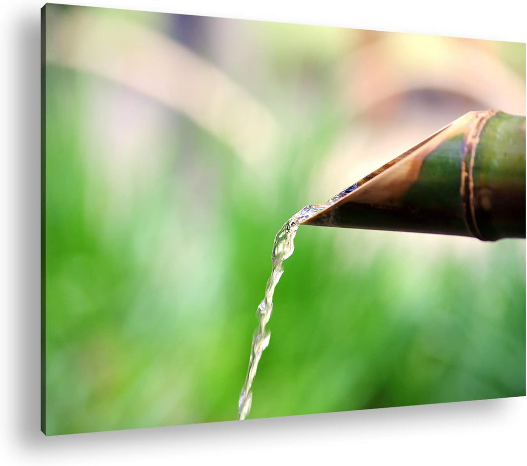 deyoli japanisches Wasserrohr aus Bambus Format: 120x80 als Leinwandbild, Motiv fertig gerahmt auf E