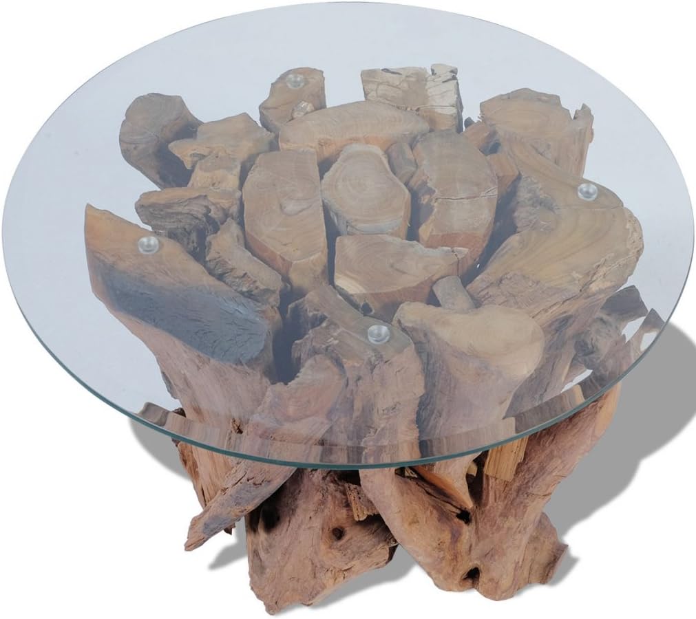 Festnight Couchtisch Kaffeetisch Coffeetisch mit Tischfuss aus Massives Teak-Treibholz Ideal als Bei