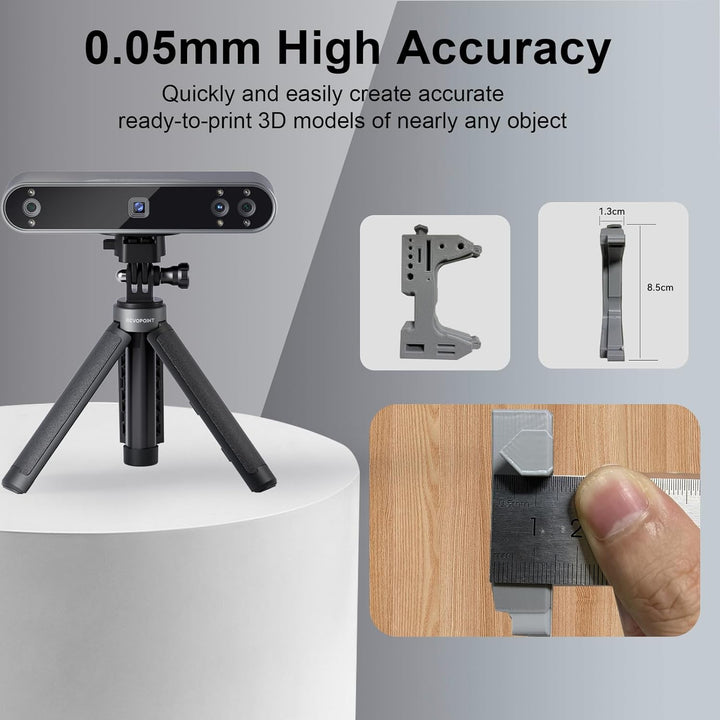 Revopoint POP 3 3D-Scanner für 3D-Drucker mit Farbdaten, 0,05 mm Präzision und 18 FPS Schnellscan,Tr