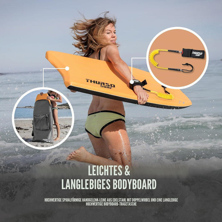 THURSO SURF Hochleistungs-Bodyboard 106,7 cm PE-IXPE-Deck HDPE-Boden FRP-Stringer Doppeltes Drehgele