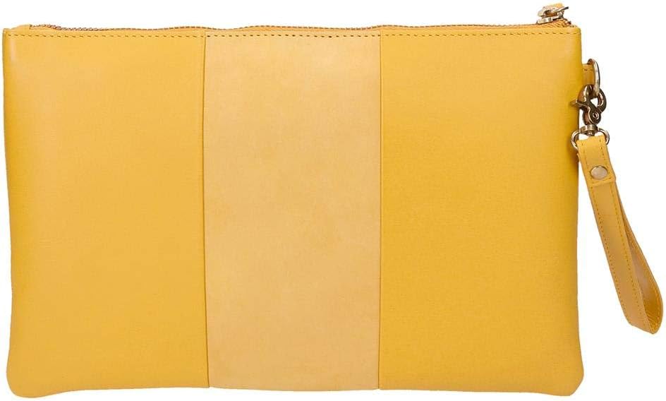 Pepe Jeans Double Brieftasche Handtasche Gelb 27x17x2 cms Leder, Handtasche Gelb