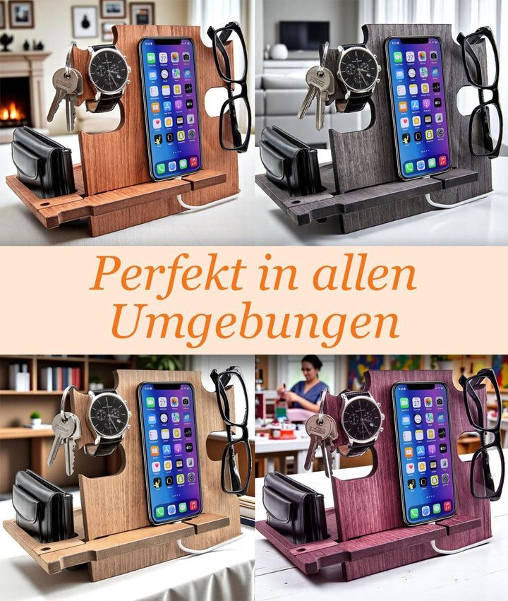 Docking Station personalisiert – Kreatives Geschenk für Männer zum Geburtstag – Holz Organizer mit G