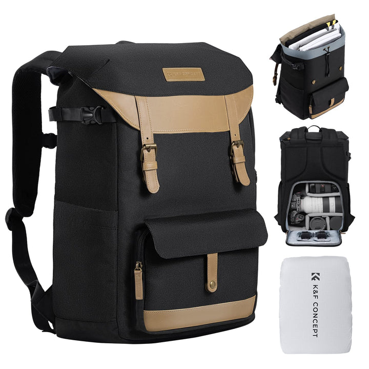 K&F Concept Kamerarucksack Rolltop 20L Fotorucksack Wasserdicht Robuste Rucksack-Stofftaschen aus St
