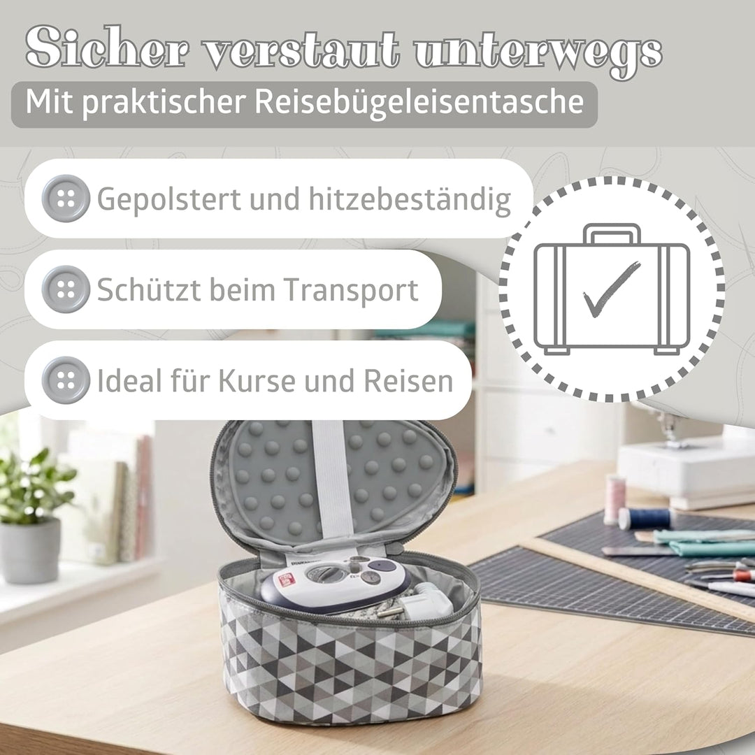 Semplix Bügelset 4-teilig mit Prym Mini-Dampfbügeleisen – Diamond Design mit Bügelunterlage, Silikon