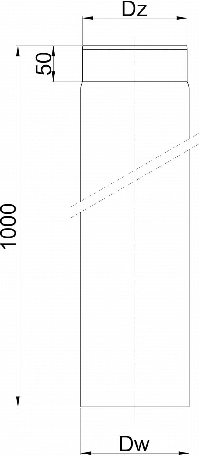 Ofenrohr Rauchrohr Schwarz - Länge 1000mm 1m – Kaminrohr aus 2mm starkem Stahl - Hitzebeständig – fü