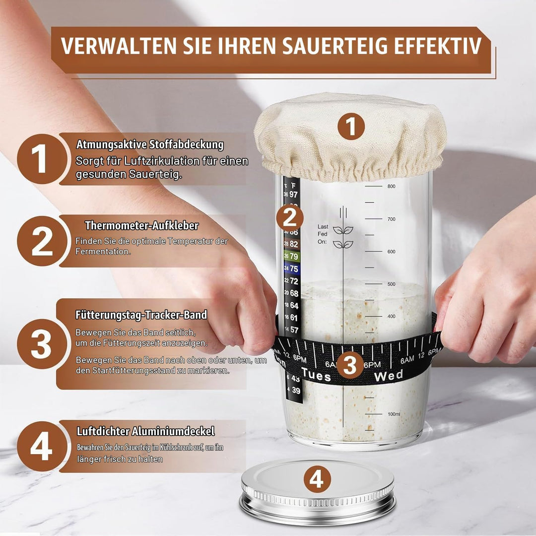 Gärkörbchen Rund &amp; Oval - Brot Backen Set mit Bäckermesser, Pinsel, Leinen, Teigschneider - 100% nat