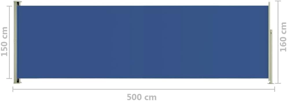 FIRBNUS Seitenmarkise Ausziehbar 160x500 cm Blau Sichtschutz Balkon Sichtschutz Garten Sonnenschutz