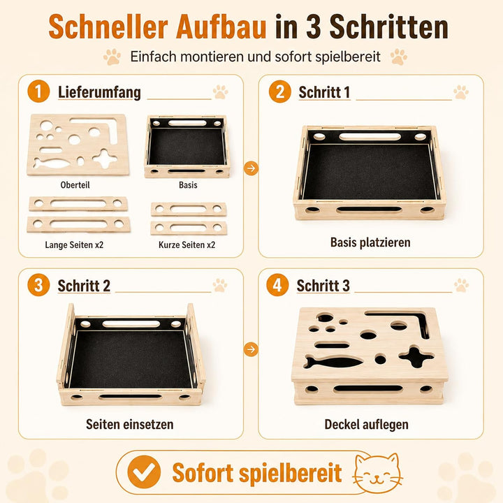 2-in-1 Kratzpuzzle mit Sandpapier, Katzenkratzpuzzle Anreicherungsbox, Katzen Kratzbrett, Interaktiv