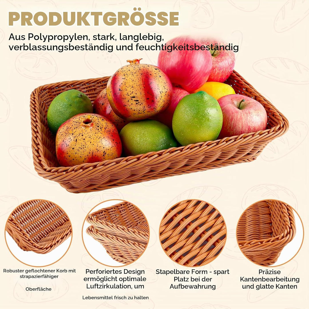 5er Set Brötchenkorb Geflochten Brotkorb Stapelbarer Brotkörbchen Modern Brotkörbe Hochwertiger Obst