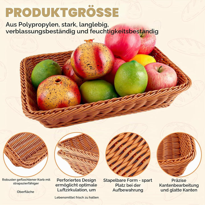 5er Set Brötchenkorb Geflochten Brotkorb Stapelbarer Brotkörbchen Modern Brotkörbe Hochwertiger Obst