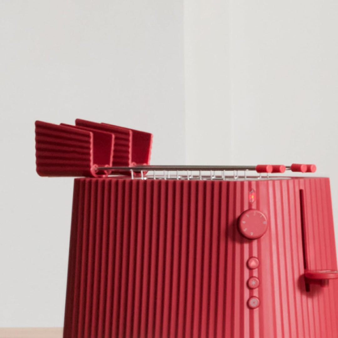 Alessi Plissé MDL08RA R - Design Set Bestehend aus Zwei Toasterzangen, aus Edelstahl und aus Thermop