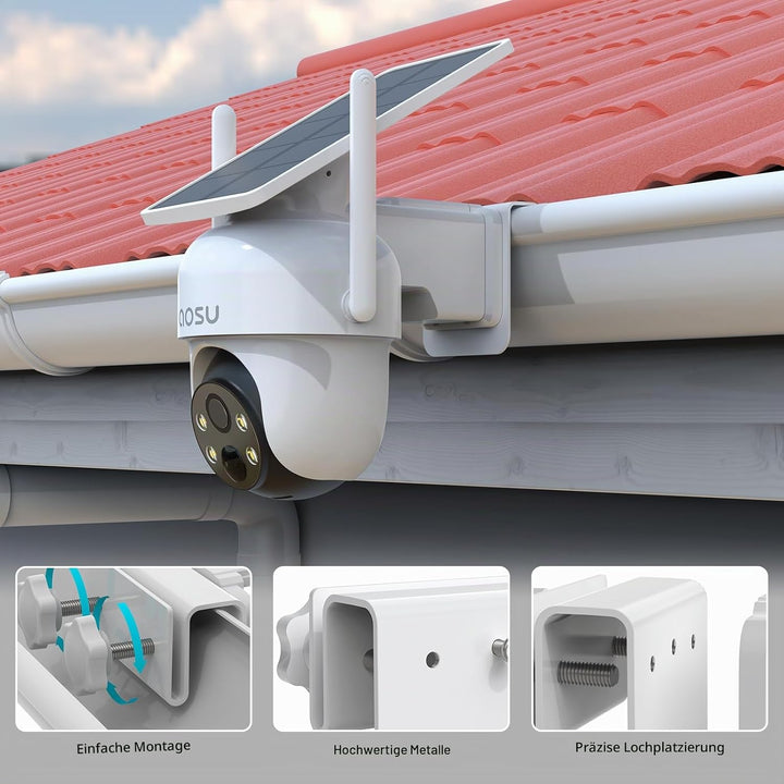 Dachrinnenhalterung für AOSU 2K/3MP Überwachungskamera Aussen Solar Akku (SolarCam D1 Classic)(C9C2C