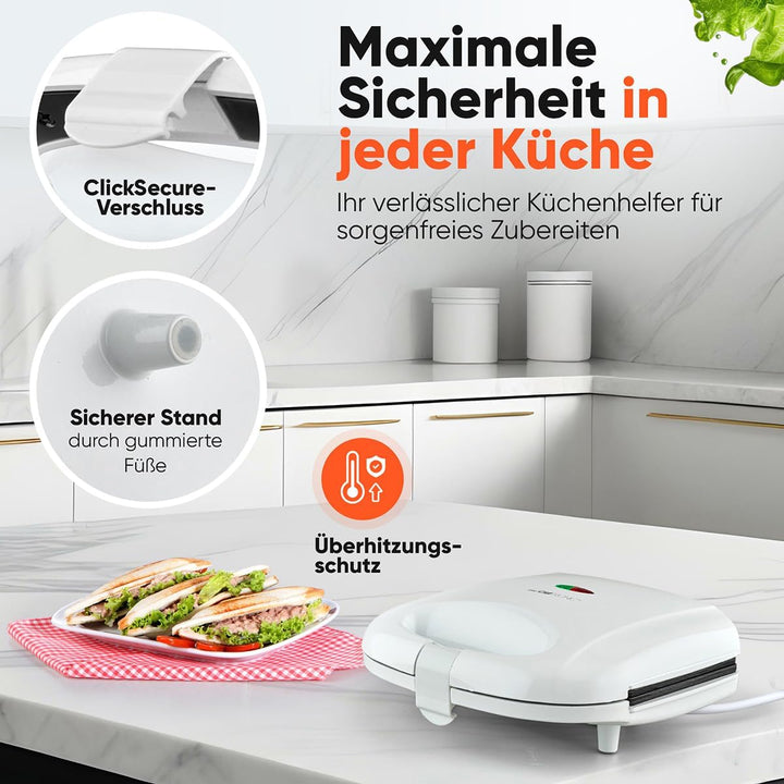 Clatronic® Sandwichmaker | für dreieckige Sandwichplatten | Sandwichtoaster mit Antihaftbeschichtung