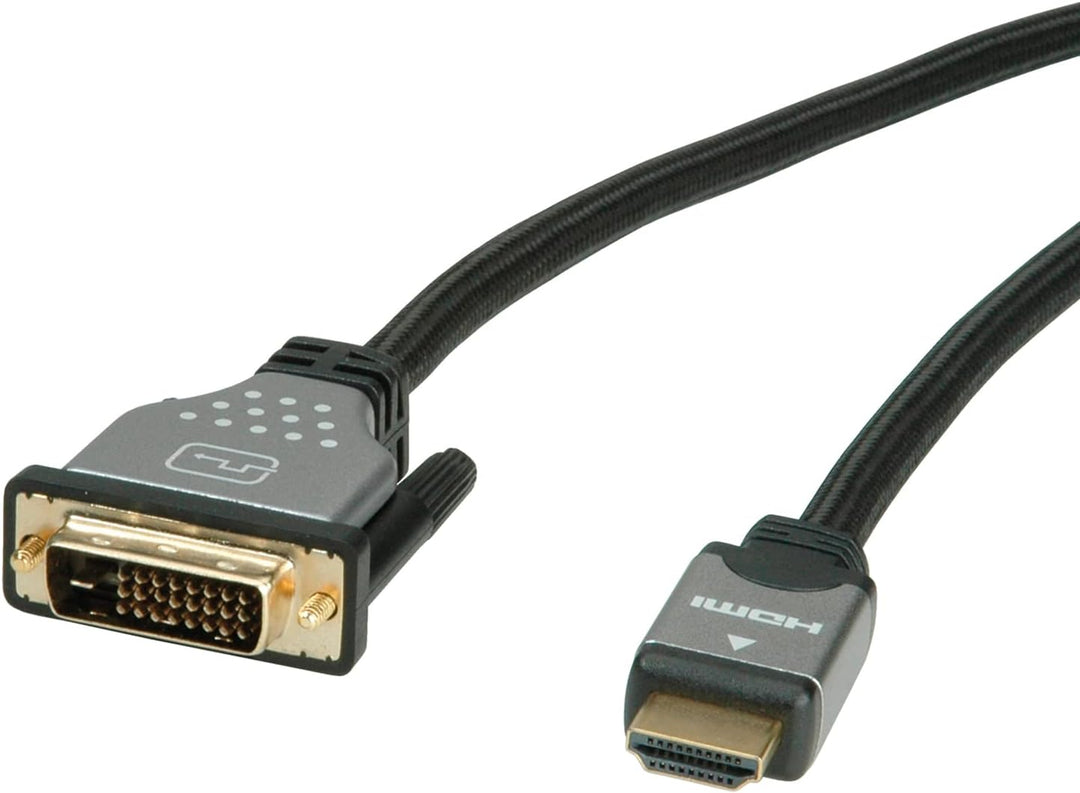 ROLINE Monitorkabel DVI - HDMI, ST-ST, dual link, schwarz / silber, 5 m 5m, 5m