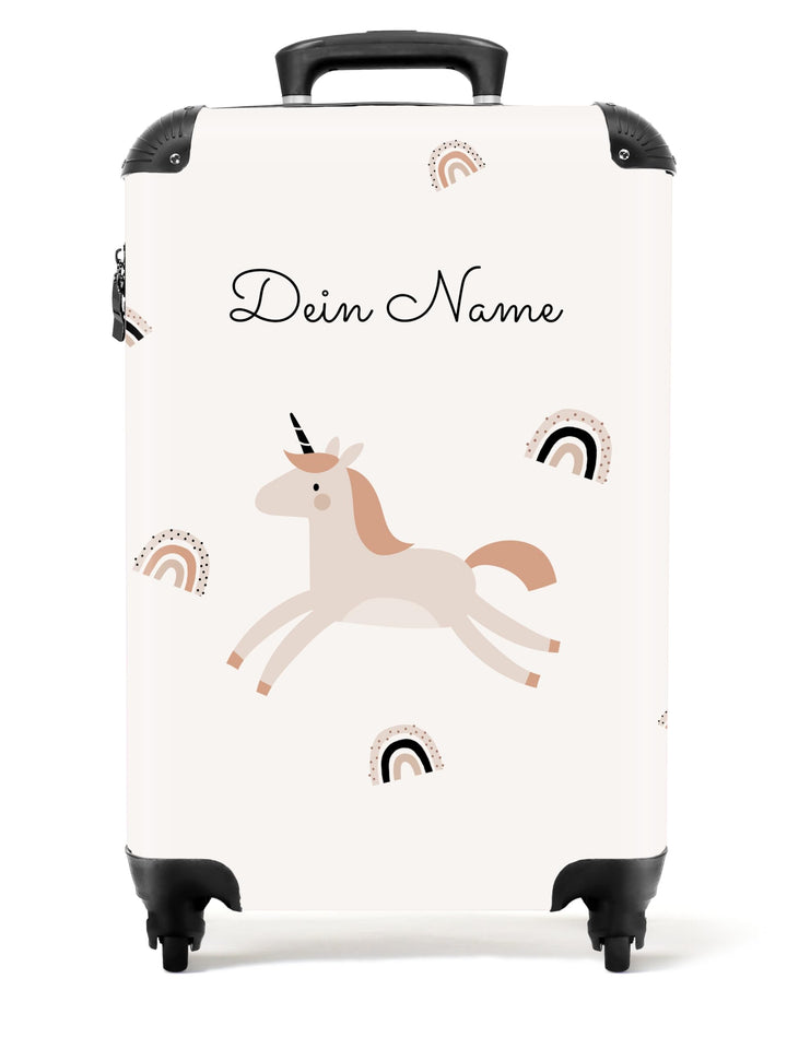 NoBoringSuitcases.com® Kinderkoffer Mädchen - Koffer Kinder - Hartschalenkoffer Einhorn - Koffer Ros