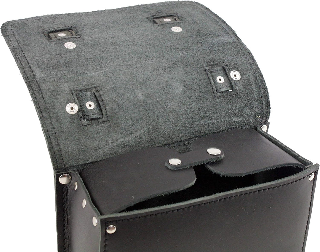 made4bikers Kleine Leder-Hecktasche mit Schnellverschluss-Gepäckträgertasche, Schwarz, passend für S