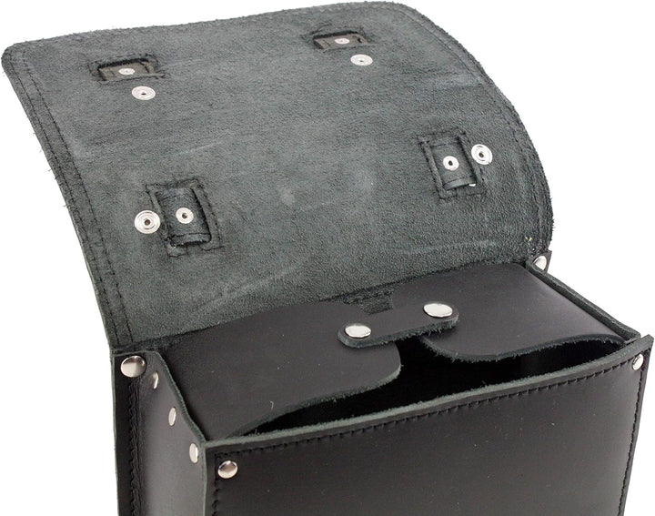 made4bikers Kleine Leder-Hecktasche mit Schnellverschluss-Gepäckträgertasche, Schwarz, passend für S