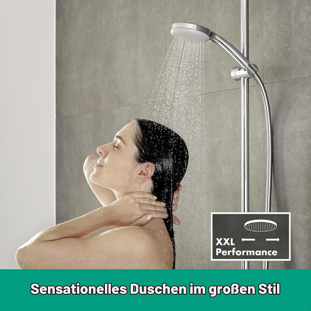 hansgrohe Duschset mit wassersparendem Duschkopf Croma 100, Sparduschkopf, 4 Strahlarten + hansgrohe