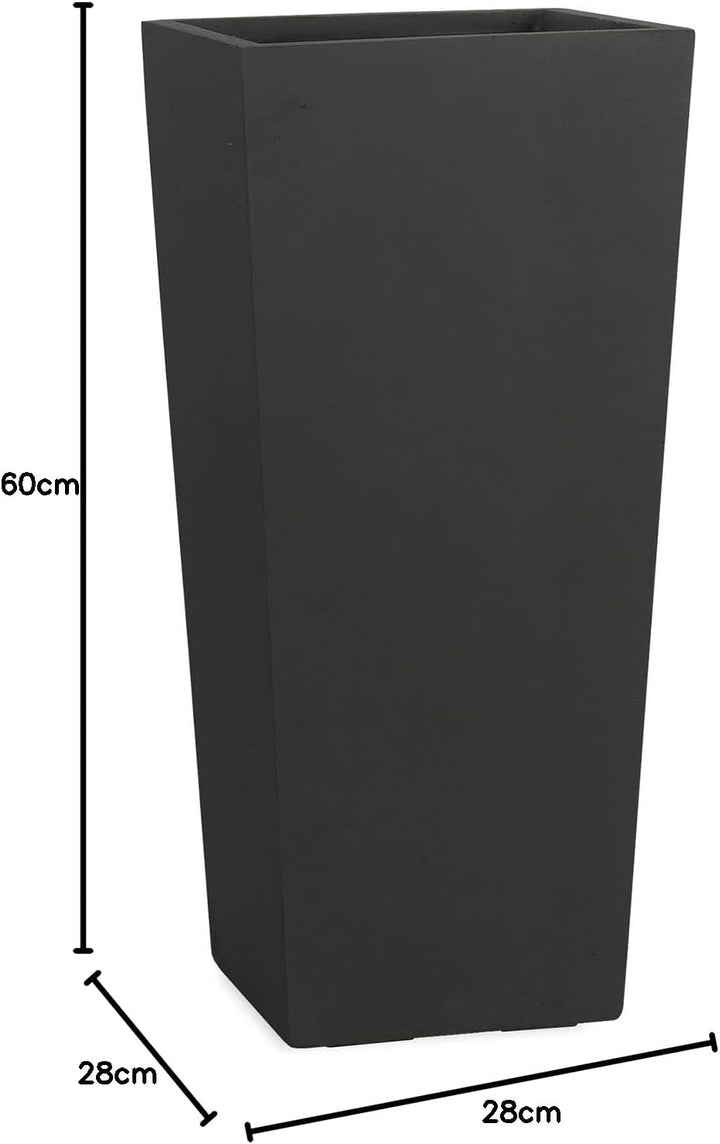 Pflanzwerk® Pflanzkübel Bodenvase Fiberglas Conic ANTHRAZIT 60x28x28cm *Frostbeständige Blumenkübel*