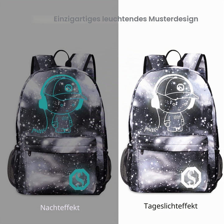 FANDARE Schulrucksack Galaxy Leuchtend Schultasche Junge Mädchen Rucksäcke Schulranzen mit USB Teena