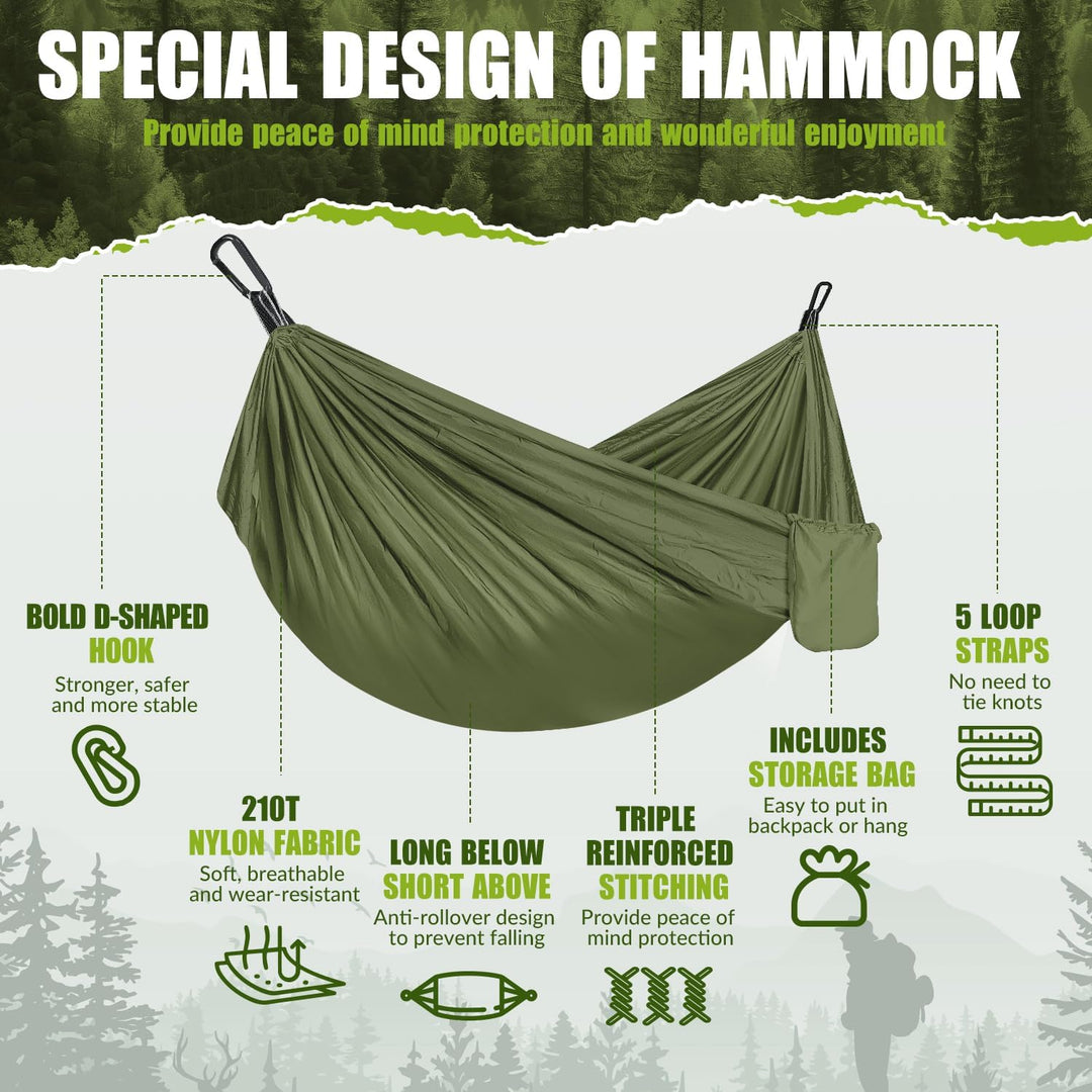 Ultraleicht Hängematte Outdoor 300KG Tragkraft | Reise Hängematte Camping Atmungsaktiv Schnelltrockn