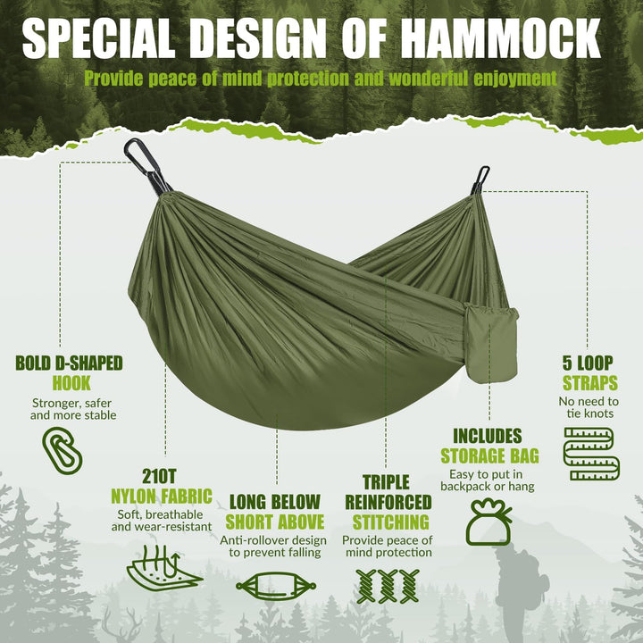 Ultraleicht Hängematte Outdoor 300KG Tragkraft | Reise Hängematte Camping Atmungsaktiv Schnelltrockn
