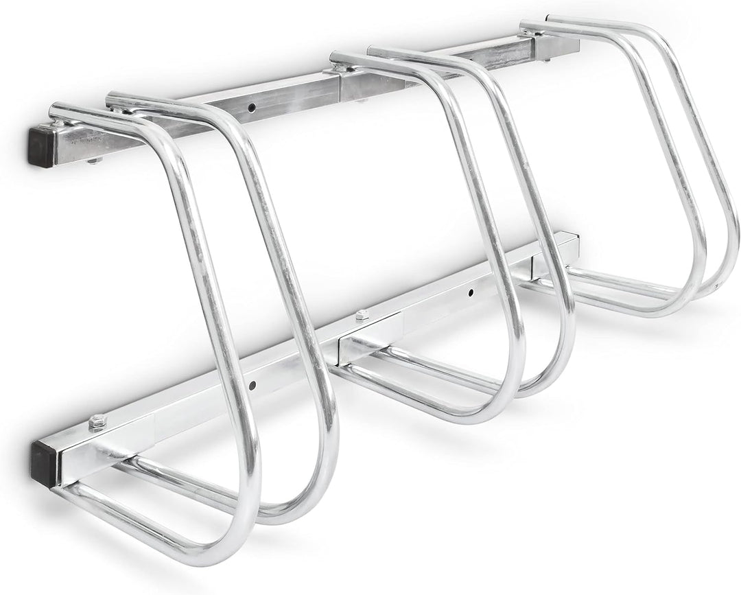 Relaxdays Fahrradständer, Für 3 Fahrräder, Boden- und Wandmontage, HBT: ca. 26 x 73 x 32 cm, silber