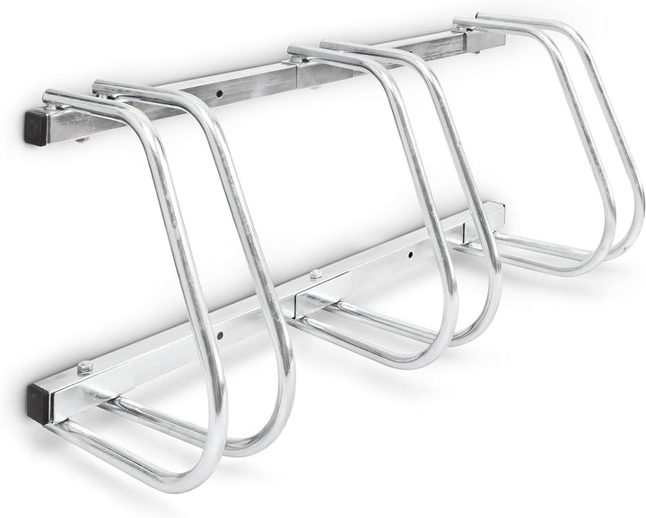 Relaxdays Fahrradständer, Für 3 Fahrräder, Boden- und Wandmontage, HBT: ca. 26 x 73 x 32 cm, silber