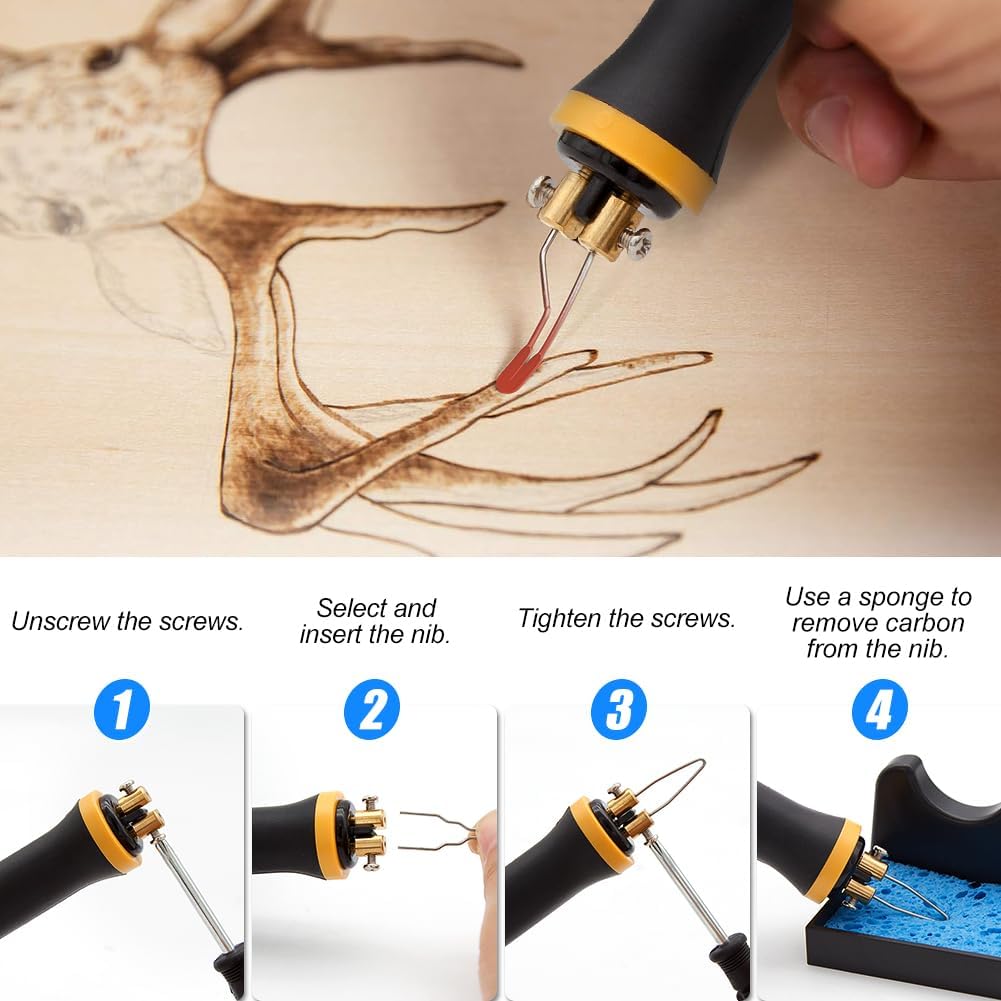 Luriseminger Pyrographie Maschine, 60W Holzverbrennungs Kit mit 30 Pyrography Drahtspitzen, 100-800℃