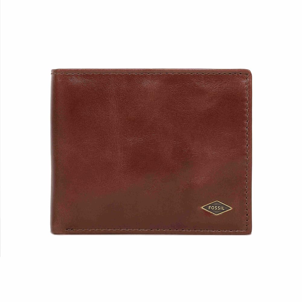 Fossil Herren Ryan Leather Bifold Geldbörse 11,43 cm L x 2,54 cm B x 9,525 cm H Dunkelbraun, Dunkelb