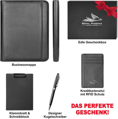 Royal Phoenix® Business Schreibmappe A4 'Eagle' - Hochwertige Dokumentenmappe mit Tablet Halterung -