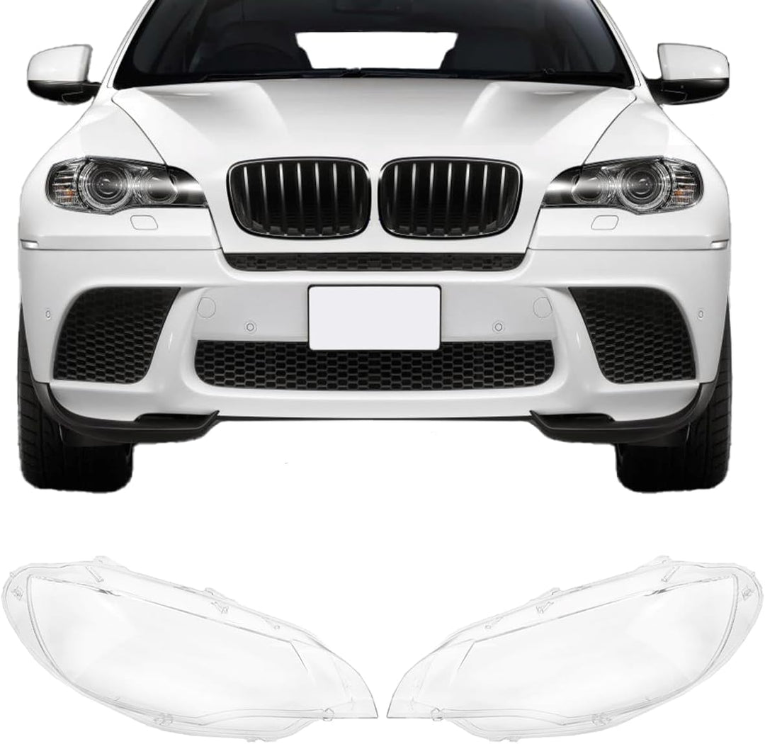 LST 2x Scheinwerferglas Streuscheibe Frontlicht Abdeckung links rechts Set kompatibel mit BMW X6 E71