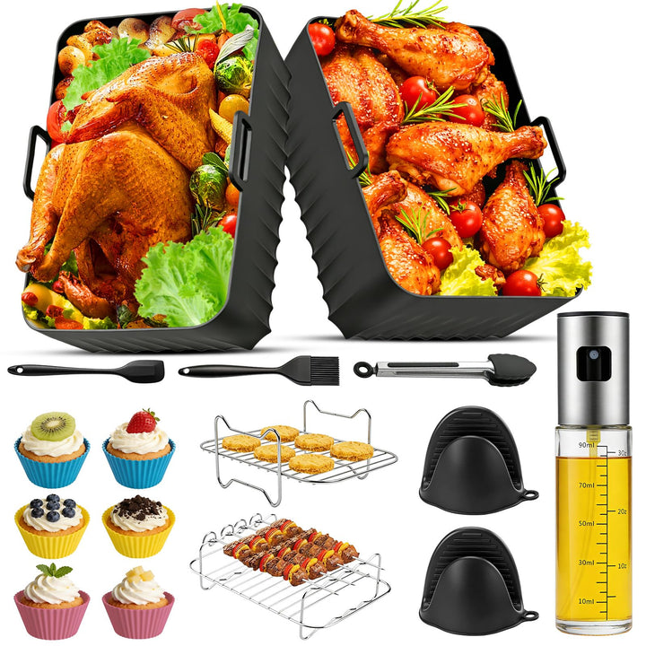 16-tlg Heissluftfritteuse Zubehör Airfryer Zubehör Set für Foodi Max Dual Zone AF400EU AF300EU 7,6L-