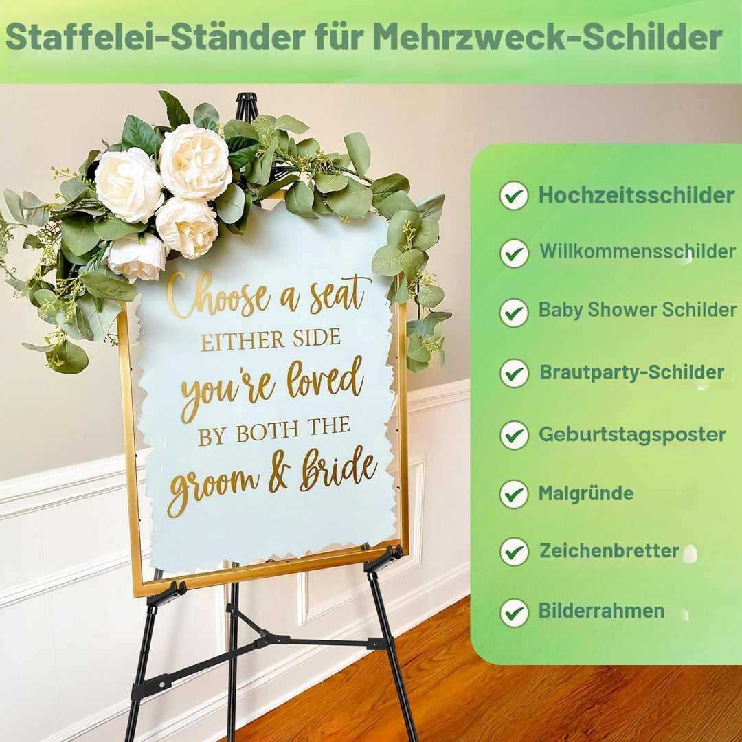Staffelei – Faltbare Metall Staffelei, Verstellbare Bodenstaffelei mit Sofort Stativ – Leinwandständ