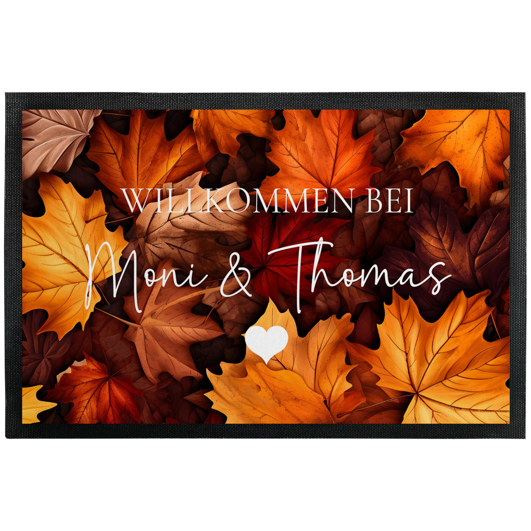 True Statements Deko-Fussmatte „Willkommen bei“ - personalisiert mit Wunschtext - Herbst-Deko „Golde