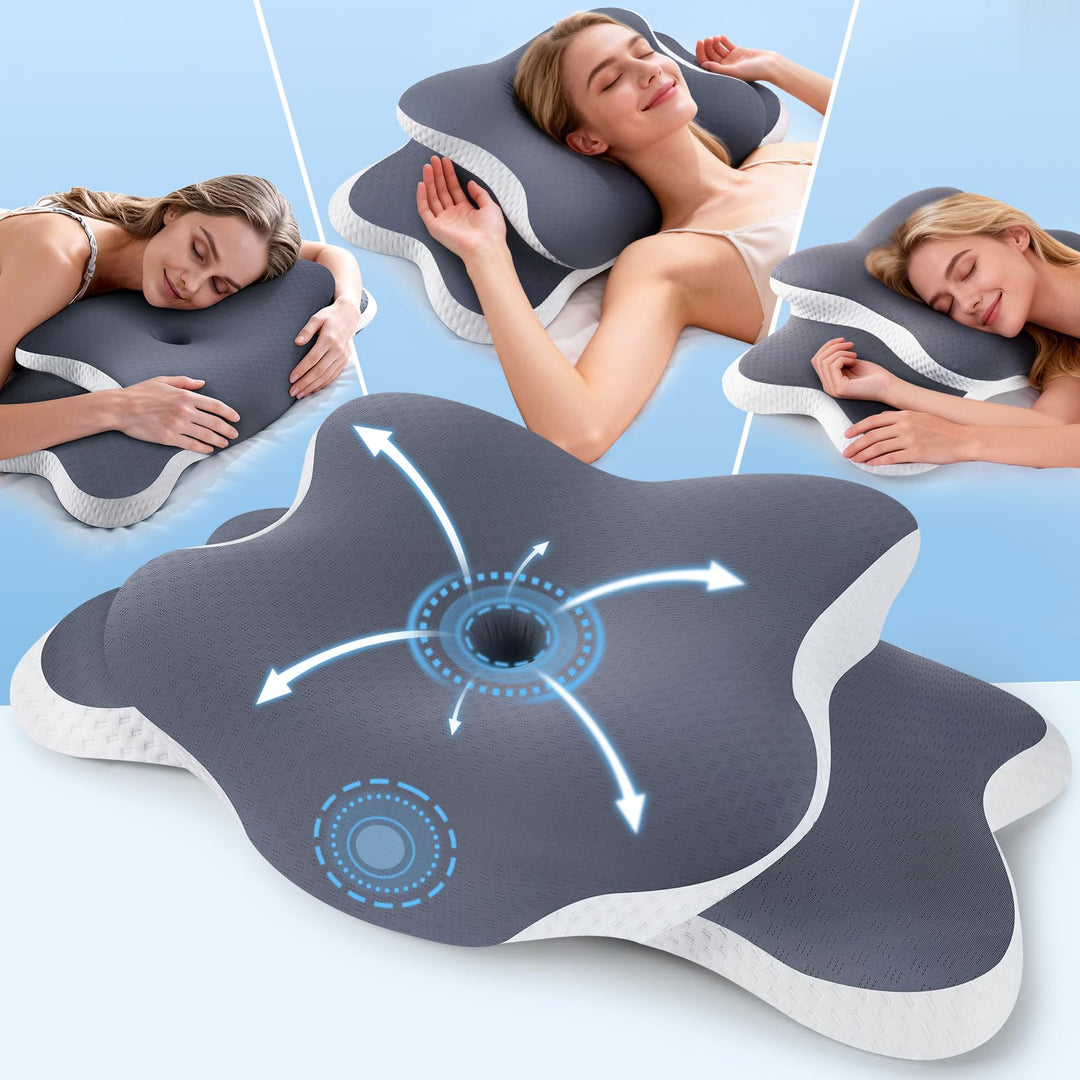 XSIVOD Orthopädisches Nackenkissen Kopfkissen - Ergonomisches Memory Foam Kissen mit Kühleffekt, Nac