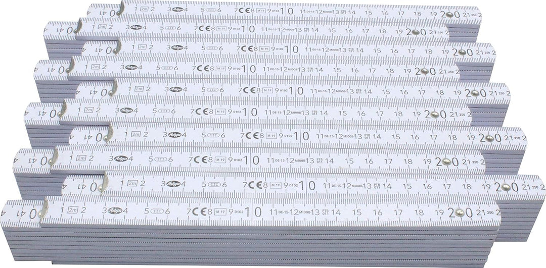 10 Stück Zollstöcke Zollstock 2 Meter mit 90°/180° Winkeleinrastung und Winkelskala (30°/45°/60°/75°