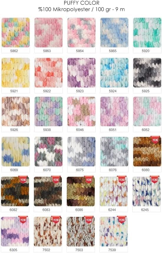 Alize Puffy Color Babydeckengarn, 400 g, 100 % Mikropolyester, weiches Garn, Handstrickgarn (5938) W