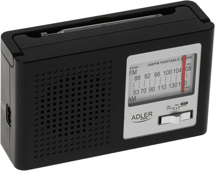 Adler Europe AD 1909 AM/FM-Radio | Tragbares Radio mit grossem Drehregler, Teleskopantenne und Klink