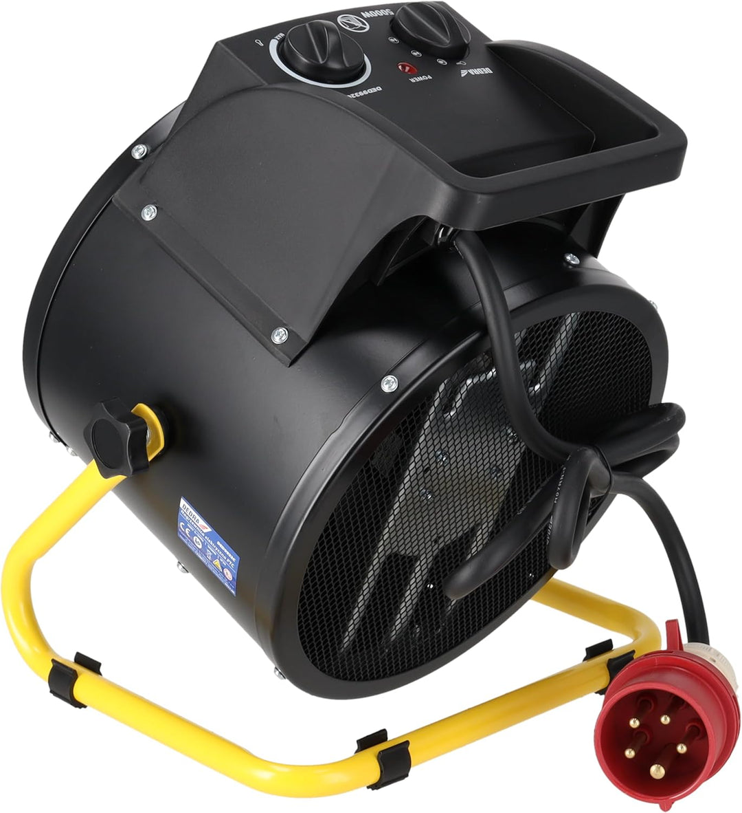 DEDRA Elektroheizer PTC 5,0kW, 400V, rund, schwarz, Heizfläche 50 m²mit keramischem Heizelement, für