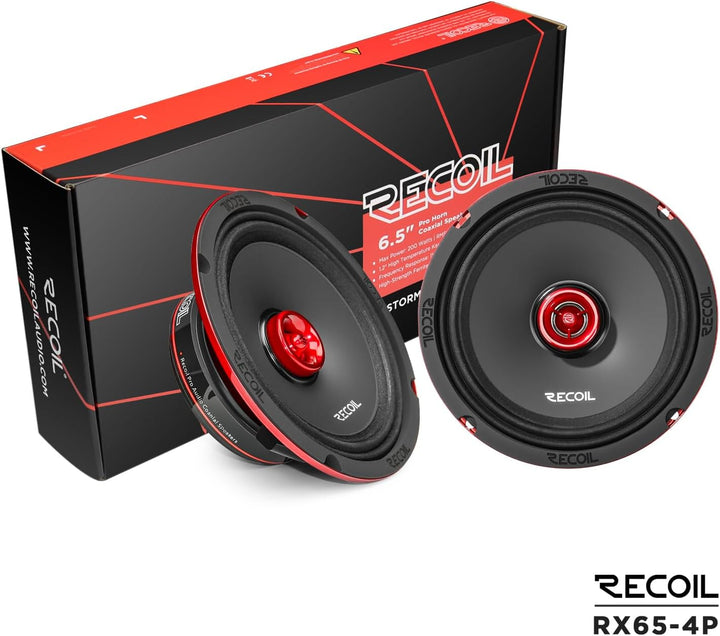 RECOIL RX65-4P 16,5cm Auto Koaxiallautsprecher Pro Audio Horn-Hochtöner | 6.5", 200W Max, 100W RMS,