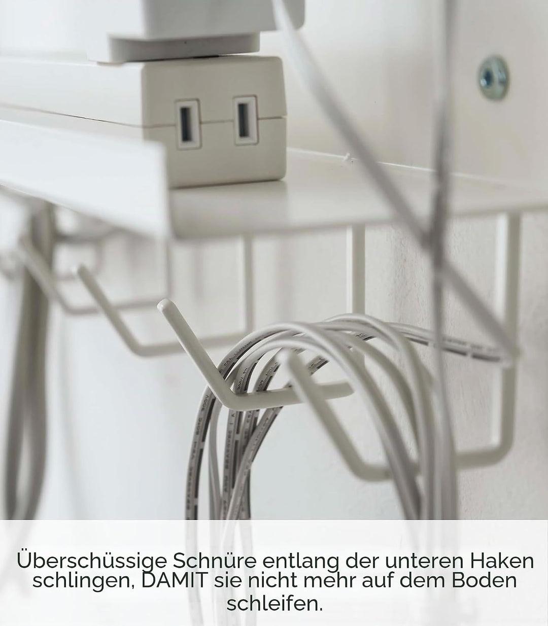 Yamazaki 5461 SMART Unter-Tisch Kabel- & Router-Organizer, weiss, Stahl, Minimalistisches Design Wei