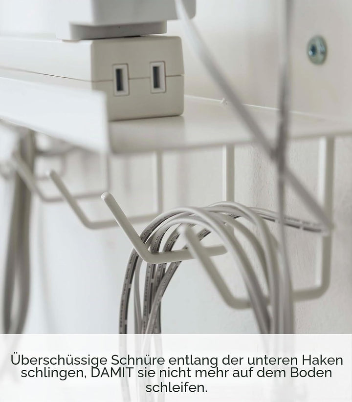 Yamazaki 5461 SMART Unter-Tisch Kabel- & Router-Organizer, weiss, Stahl, Minimalistisches Design Wei