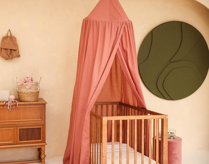 Rosa Baldachin für Kinderzimmer | Hängender Betthimmel für Babybett | Moskitonetz für Stubenwagen &