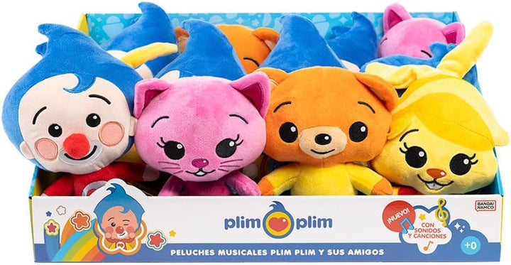 BANDAI Acuarella Plüschtier mit Musik, 20 cm, Mehrfarbig, Plim Plim Plüschtier, Modell PL85023, Spie