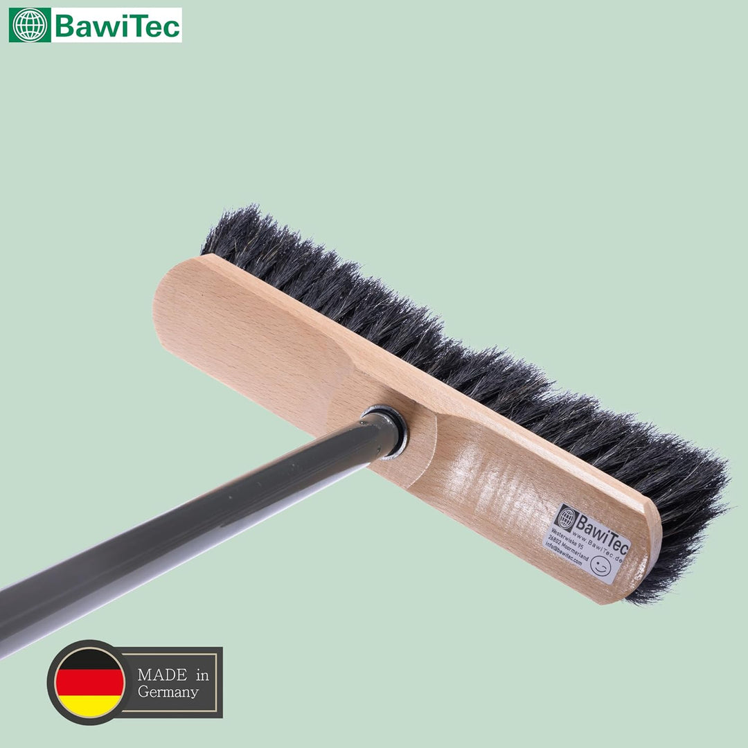 BawiTec Qualitäts Rosshaarbesen mit sehr weichen Borsten Zimmerbesen mit Teleskopstiel max. 200cm La