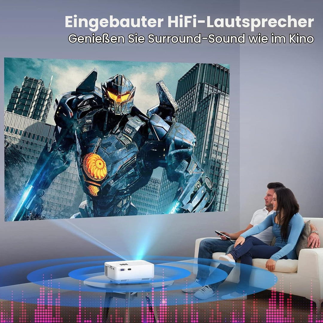 HOPVISION Mini Beamer - 7500 Lumen, 1080p Full HD, LCD, Heimkino/Outdoor, USB &amp; HDMI, Tragbar, 240"