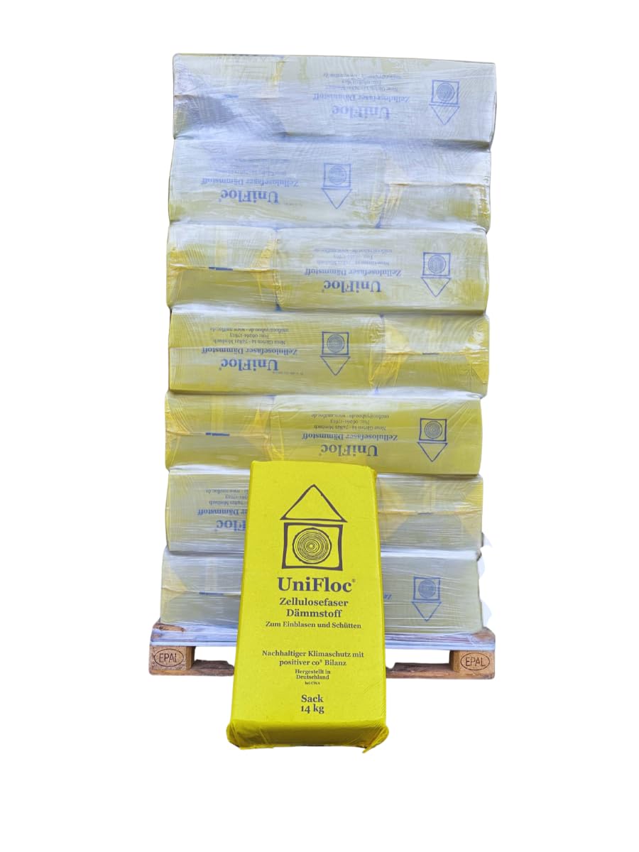 UNIFLOC® Zellulosedämmstoff 2 Paletten 42 Sack 592 kg – Fussbodenschüttung aus Zellulose – Einfache
