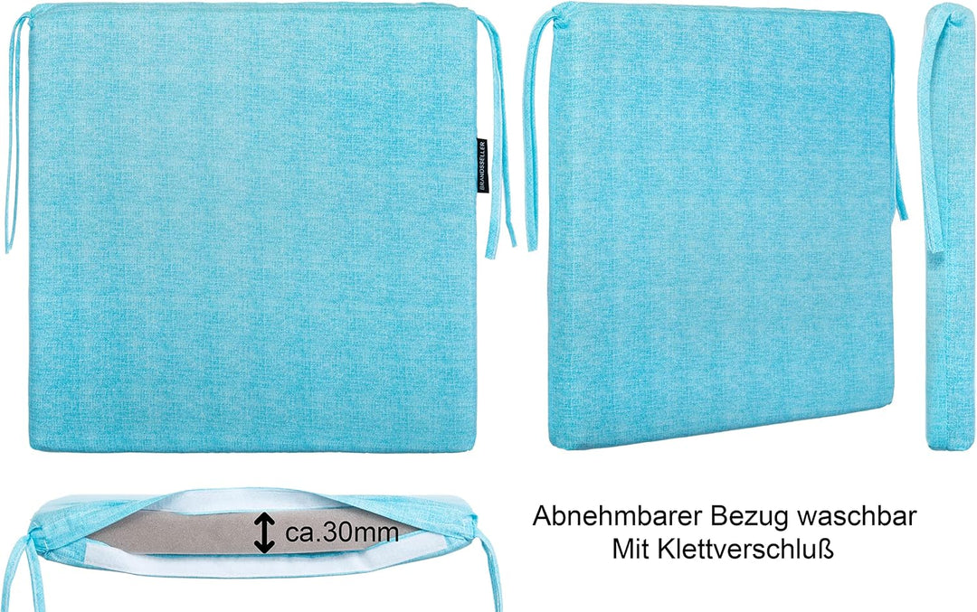Brandsseller Sitzkissen ca. 40x40 cm mit Klettverschluss Stuhlauflage Sitzauflage 4 Kordelbändern fü